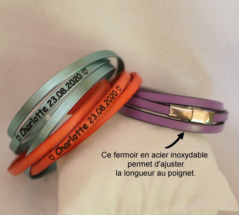 Pulseira personalizada de couro de 3 voltas para mulheres