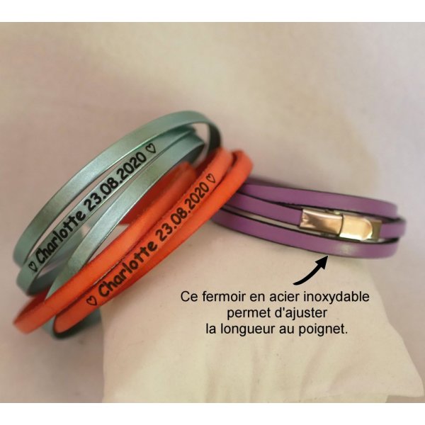 Pulseira personalizada de couro de 3 voltas para mulheres