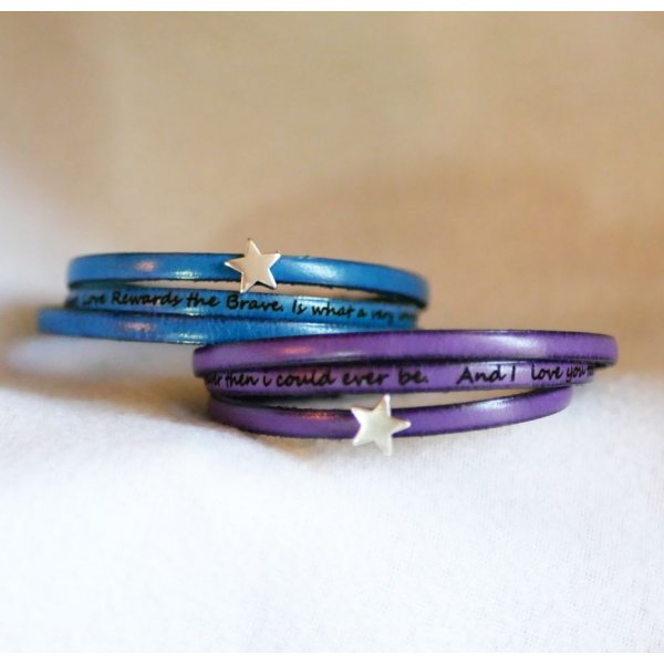 Pulseira de couro para mulheres, personaliz&aacute;vel, desenho em estrela de prata