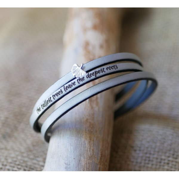 Pulseira de couro mulher multi-tours Ginkgo folha prata personalizada 