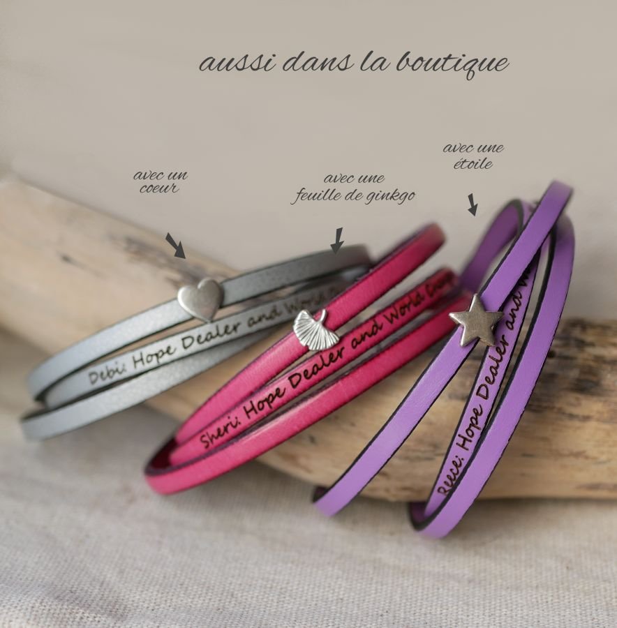 Pulseira de couro mulher multi-tours Ginkgo folha prata personalizada 