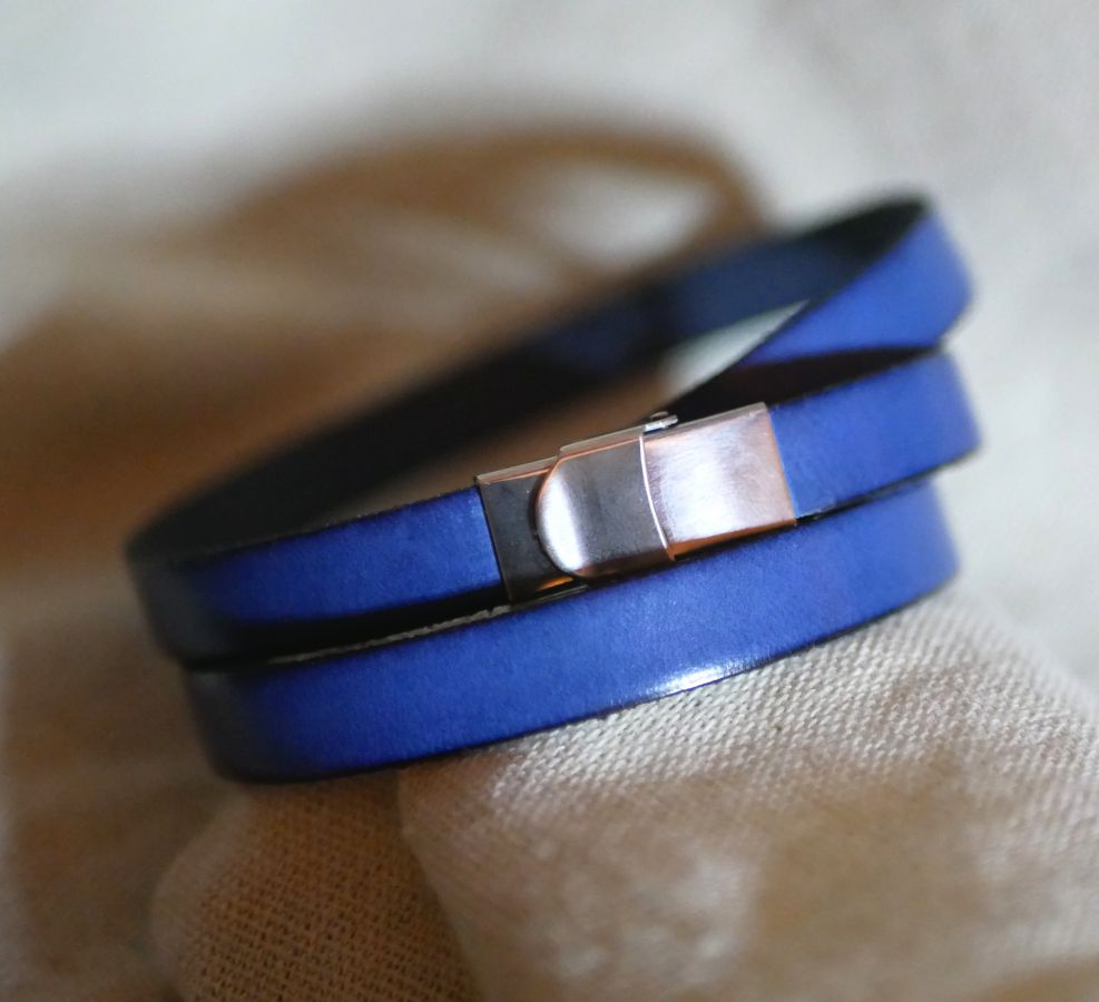 Pulseira de couro e pérolas para mulheres Lapis Lazuli azul para ser personalizado 