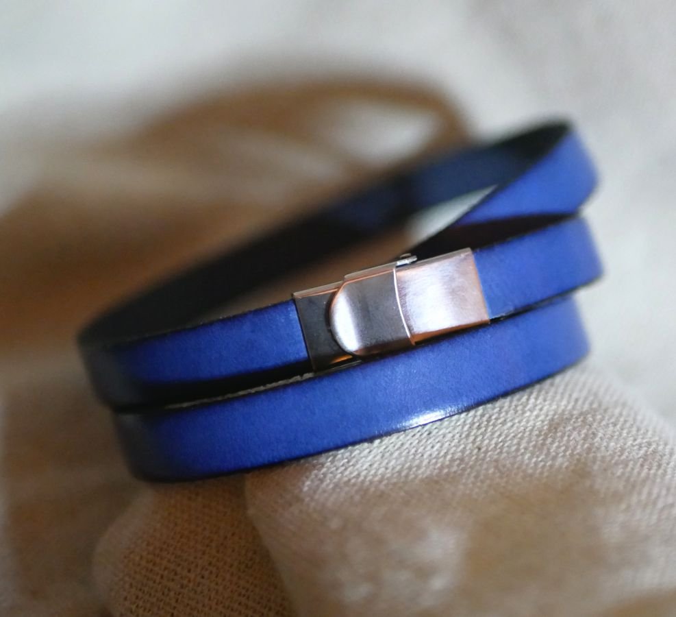 Pulseira de couro e pérolas para mulheres Lapis Lazuli azul para ser personalizado 