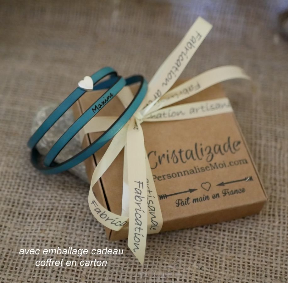 Pulseira de couro personalizável para mulheres, multi-voltas, desenho de coração prateado