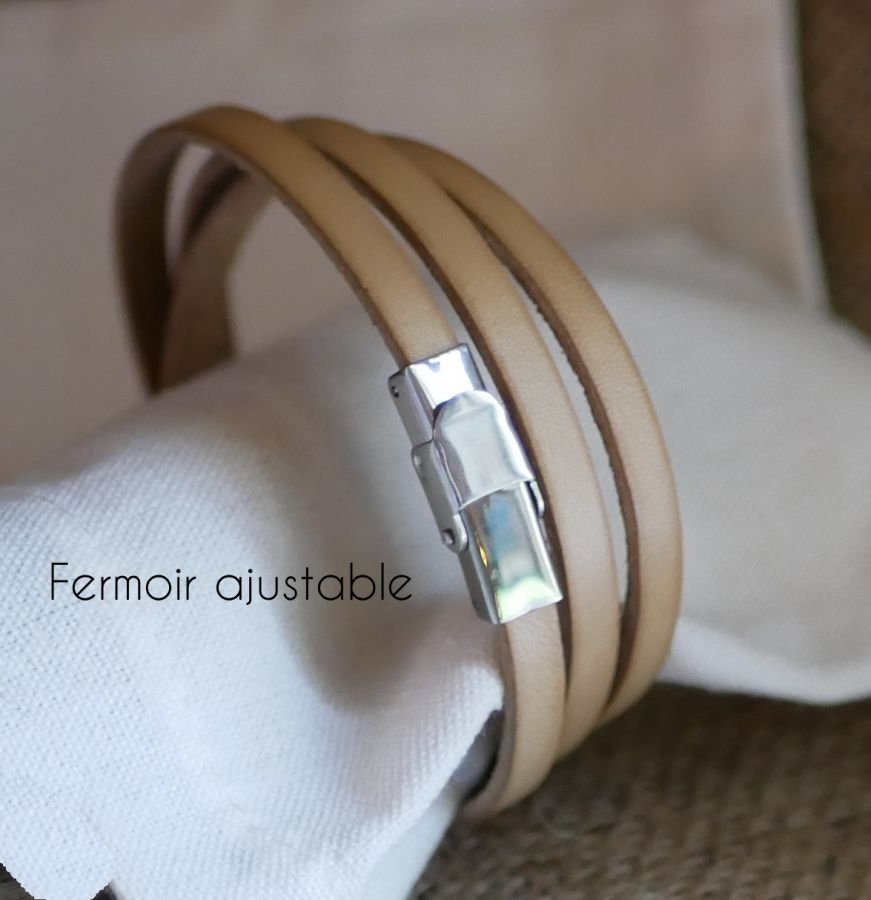 Pulseira de couro para mulheres, 3 voltas, largura média