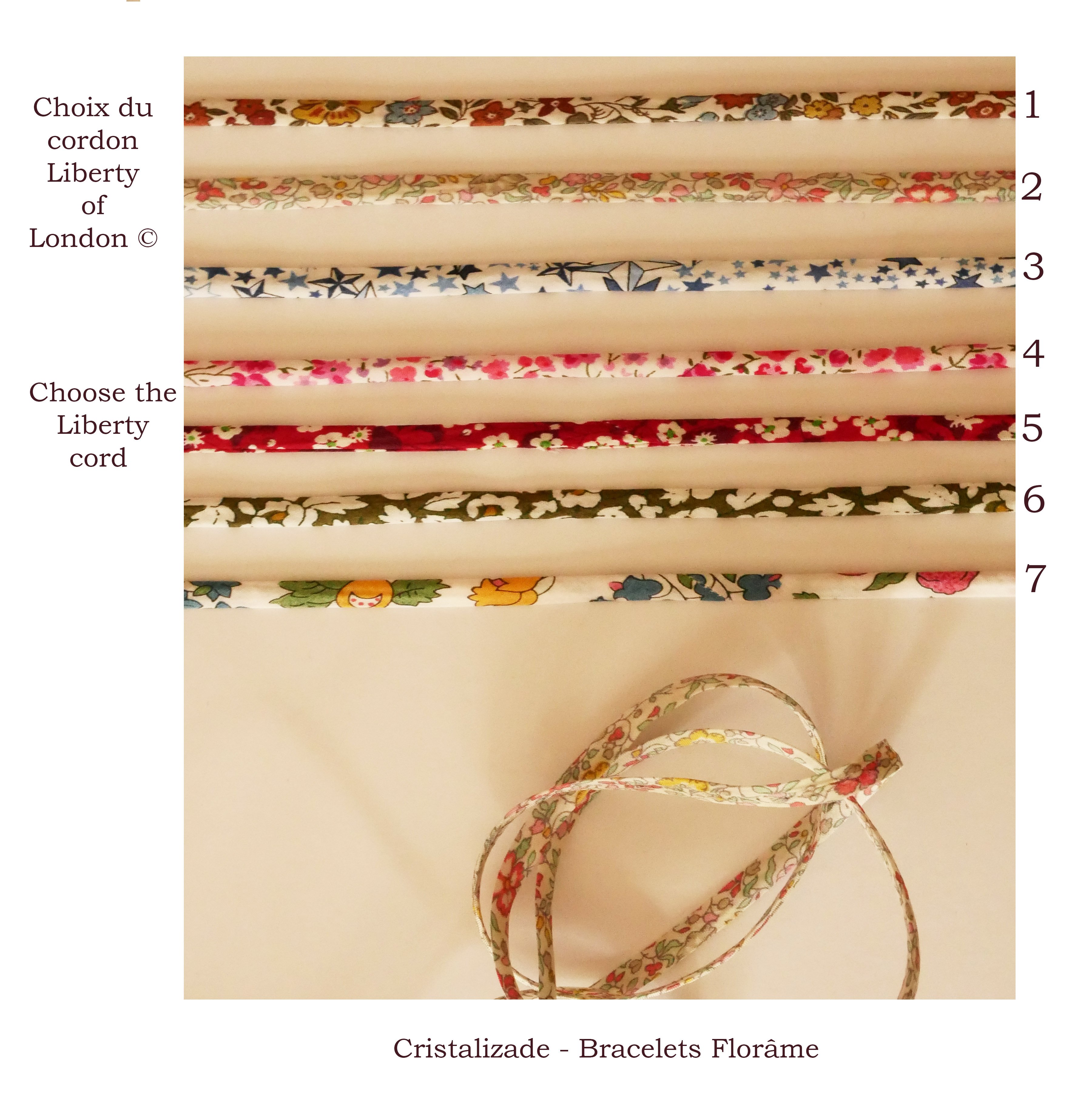 Pulseira Florâme para personalizar com o cordão Liberty e a cor da pele