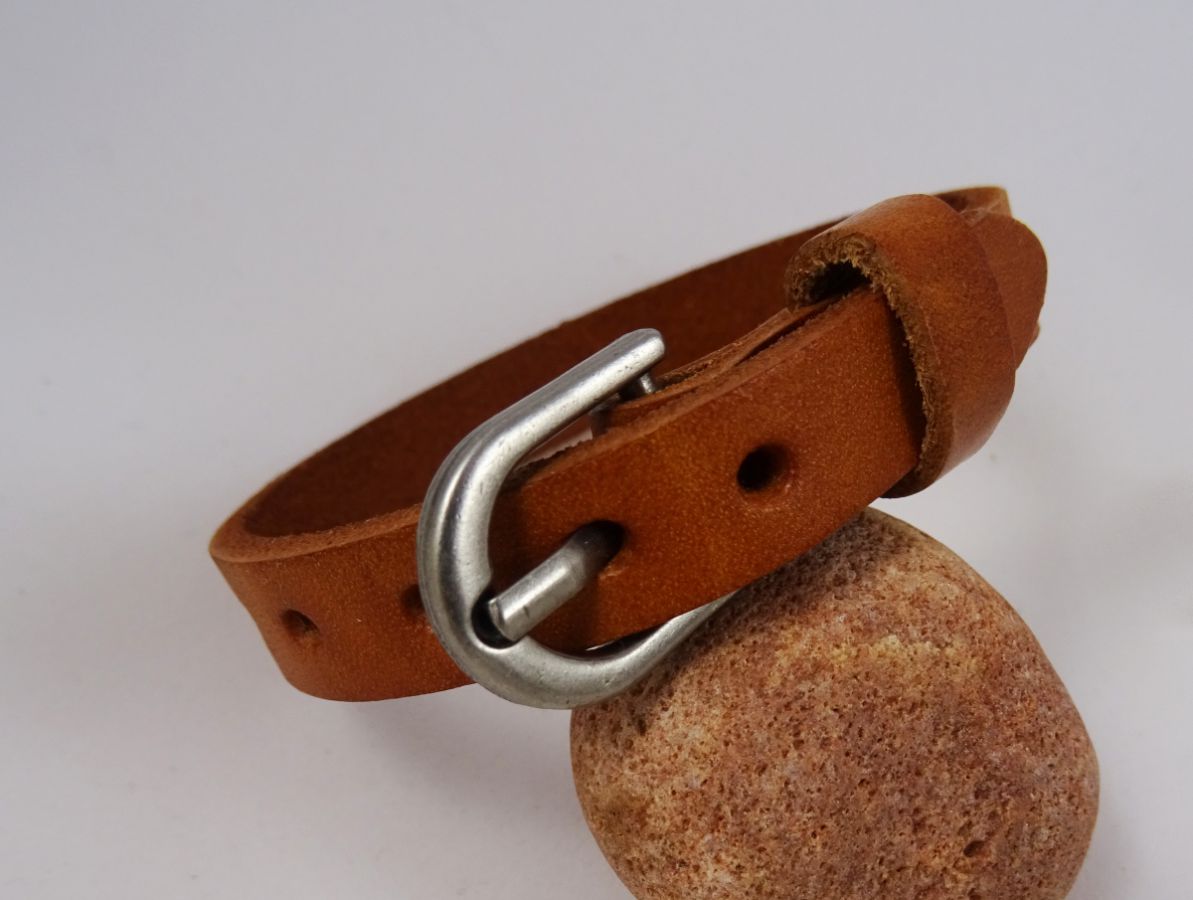 Pulseira de couro masculino Camelo gravado para personalizar 