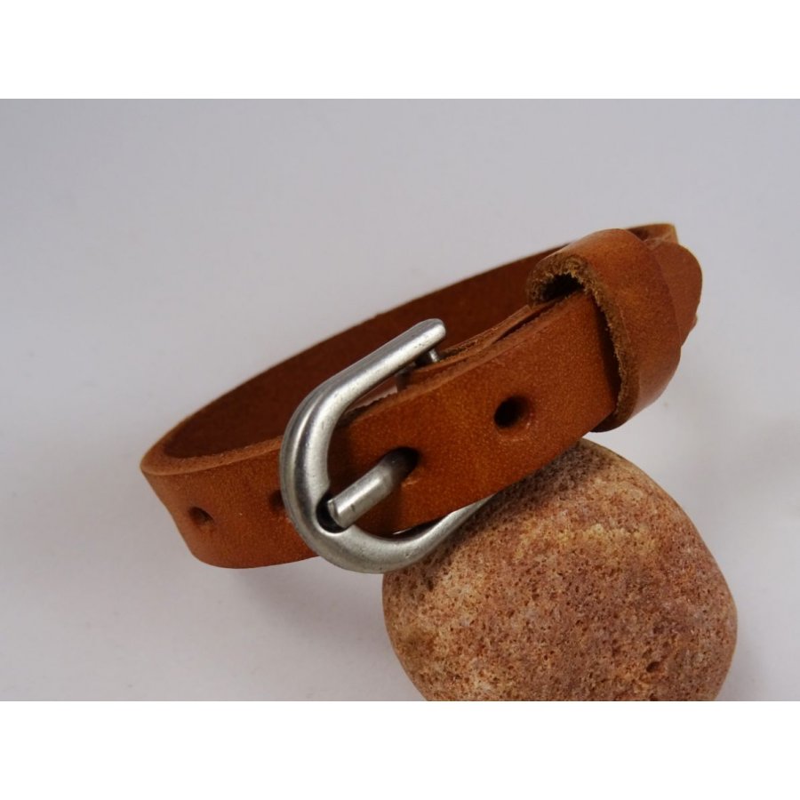 Pulseira de couro masculino Camelo gravado para personalizar 
