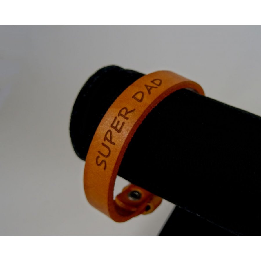 Pulseira de couro masculino Camelo gravado para personalizar 