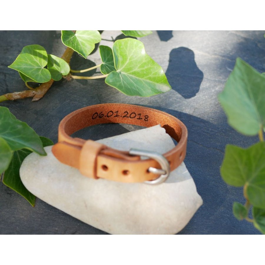 Pulseira masculina em couro natural para ser personalizada 