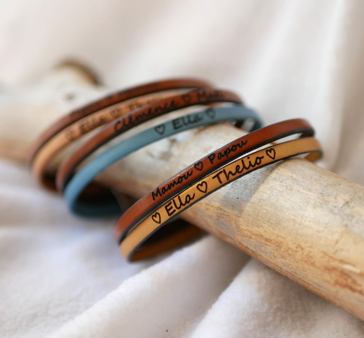 Pulseira duo em pele para homem personalizável com gravação