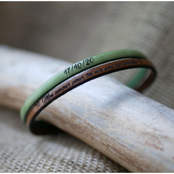 Pulseira duo em pele para homem personaliz&aacute;vel com grava&ccedil;&atilde;o