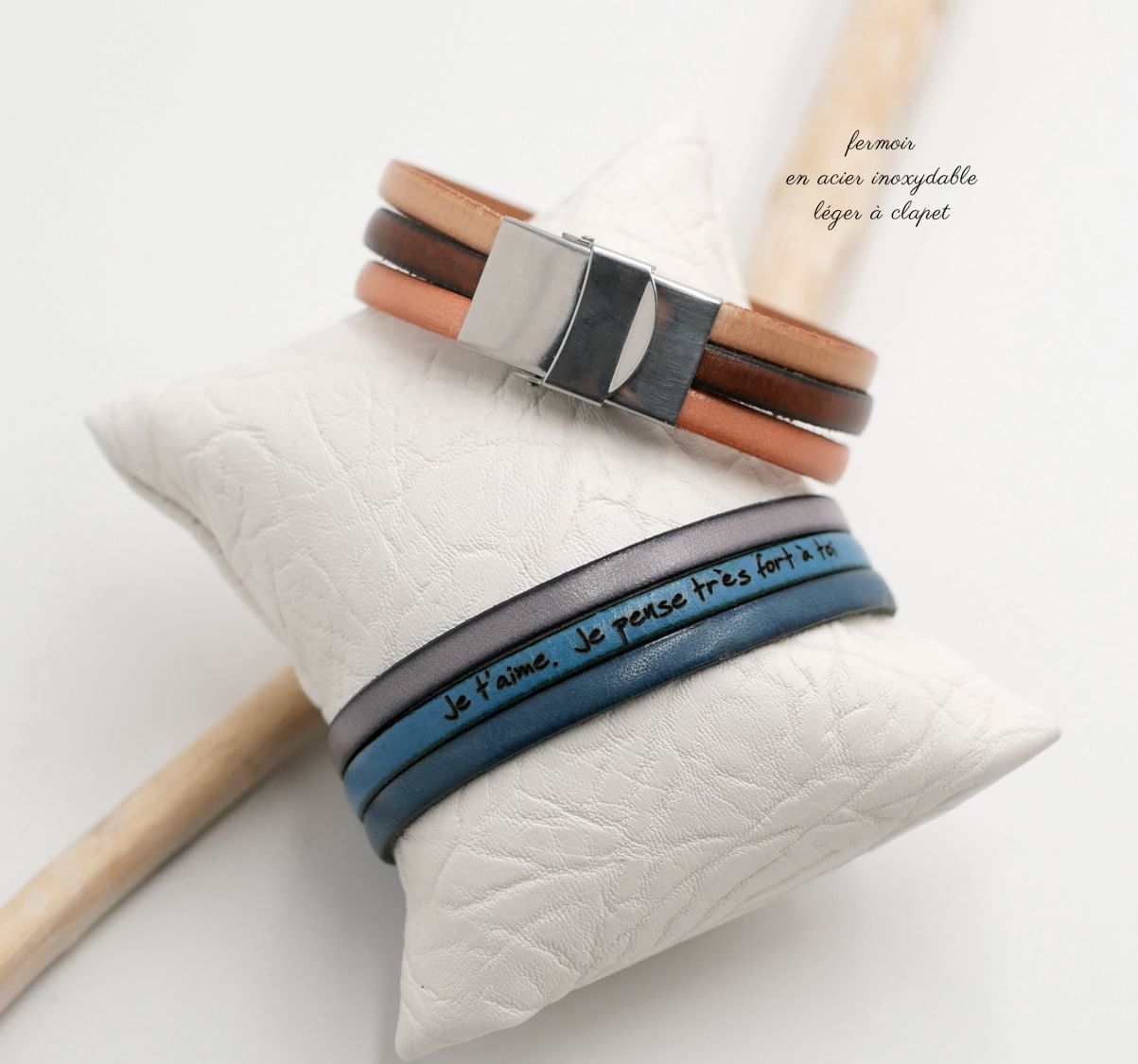 Pulseira de punho de trio de couro para personalizar 