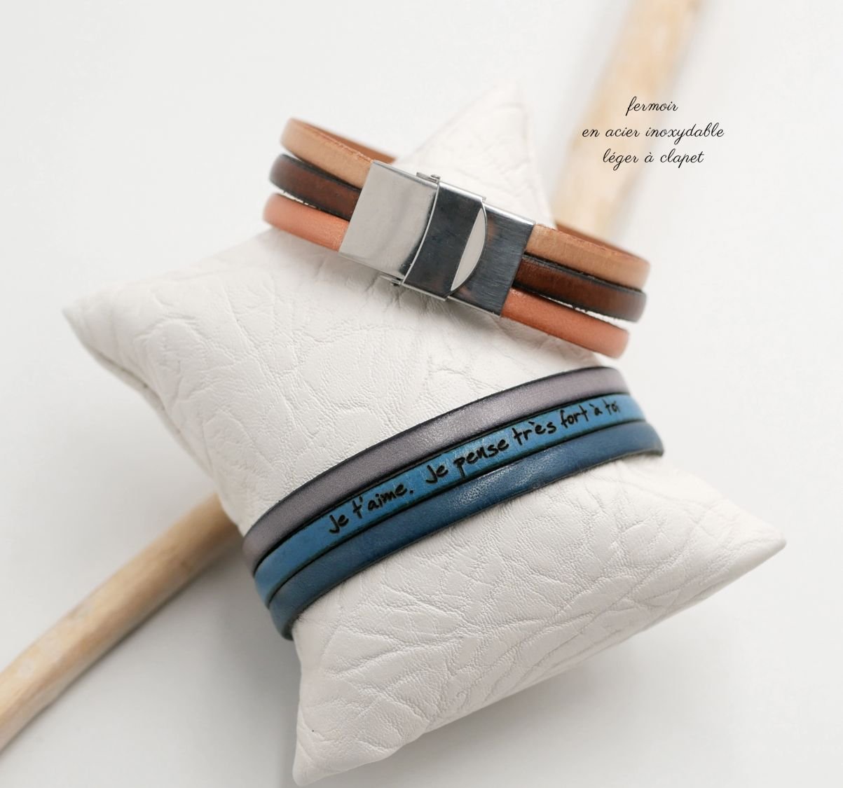 Pulseira de punho de trio de couro para personalizar 