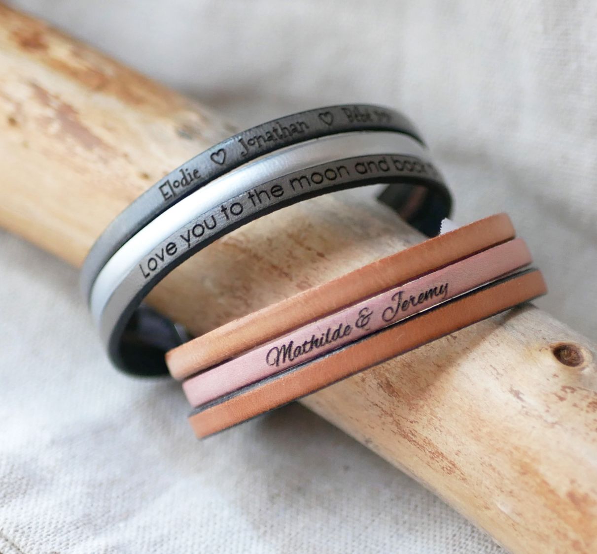 Pulseira de punho de trio de couro para personalizar 