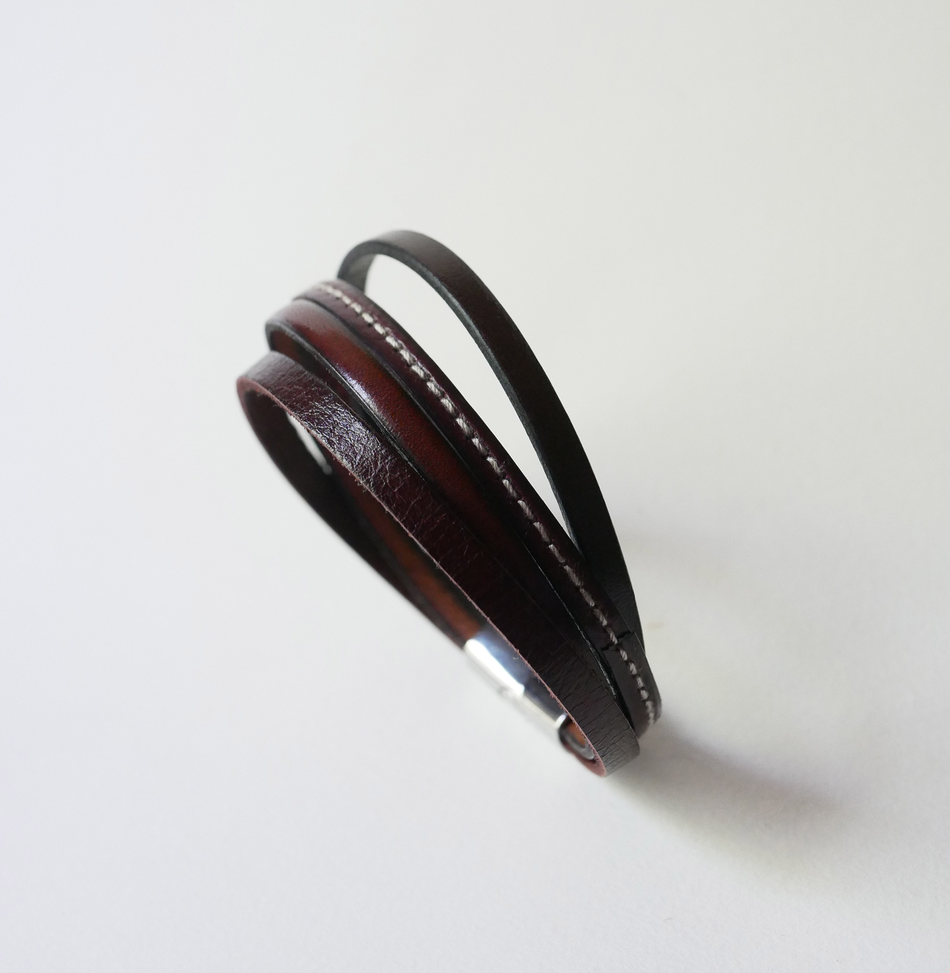 Pulseira de punho em pele castanha para homem