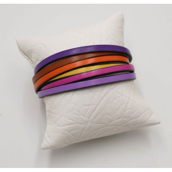 Pulseira de Punho de Couro M&uacute;ltiplo em cores t&oacute;nicas