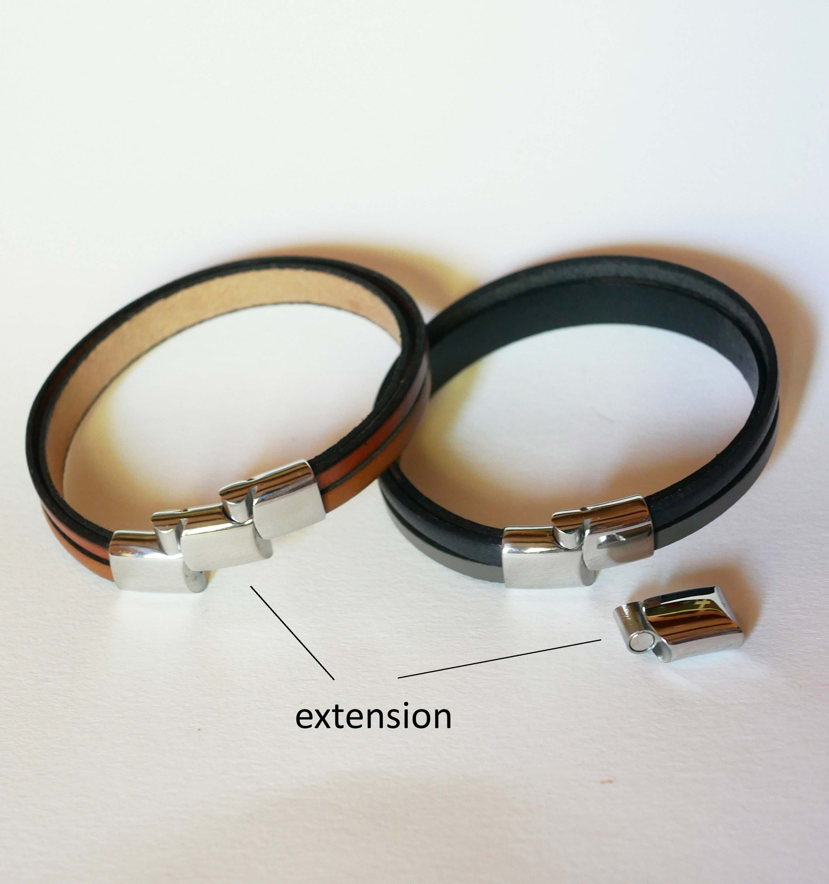 Pulseira de punho em pele verde e cinzenta para homem