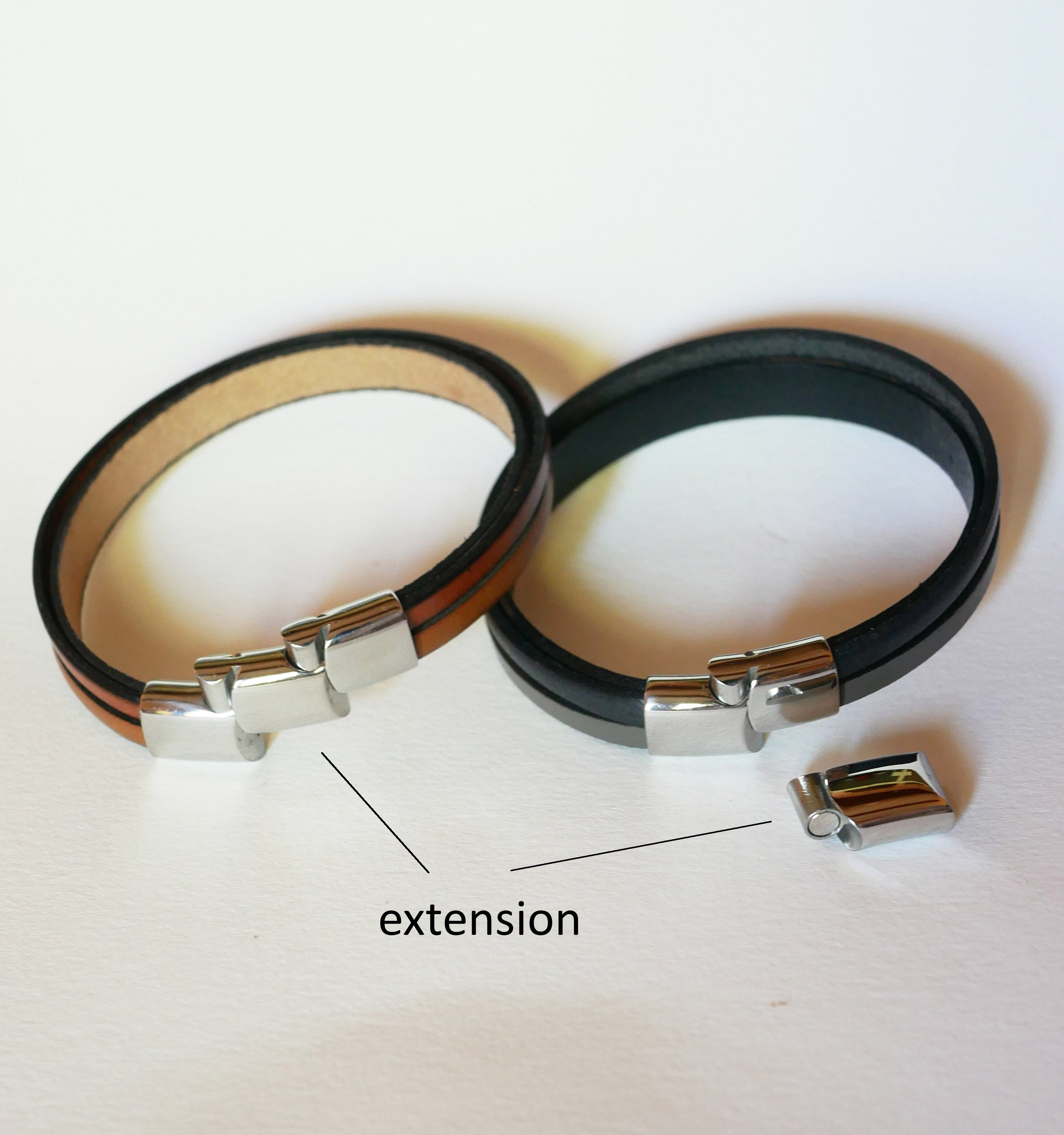 Pulseira de punho em pele verde e cinzenta para homem