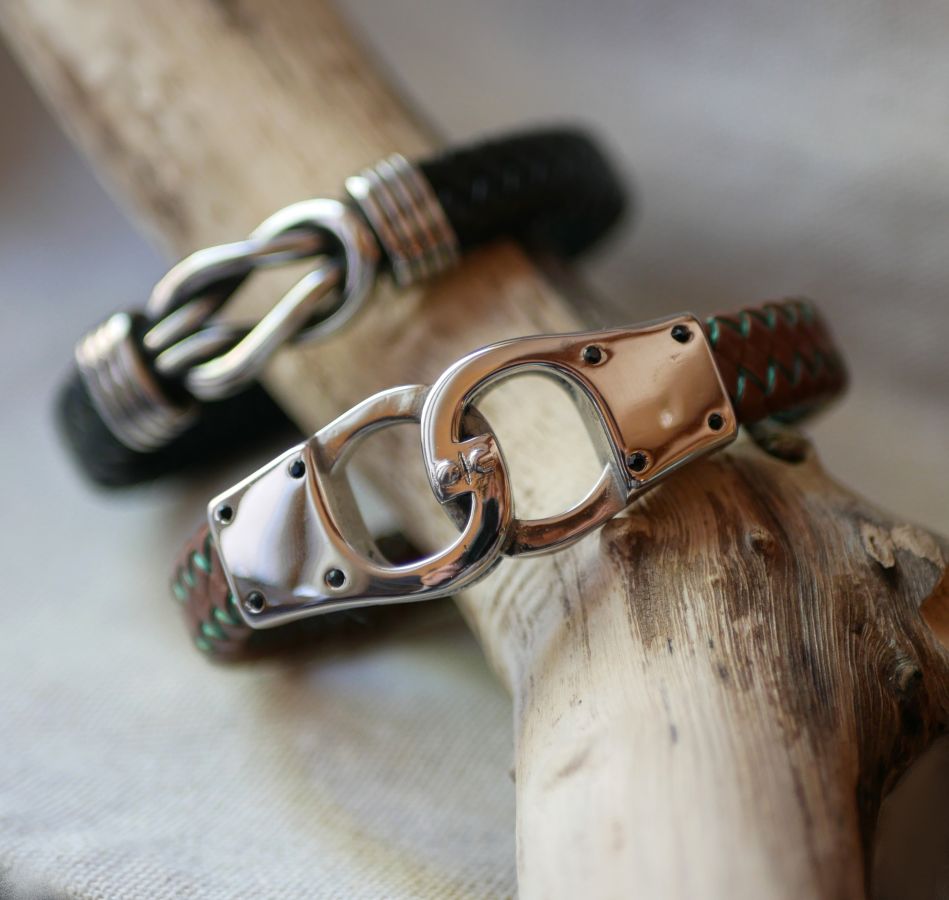 Pulseira de couro trançado cor e tamanho de bracelete à sua escolha