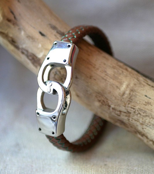 Pulseira de couro tran&ccedil;ado cor e tamanho de bracelete &agrave; sua escolha