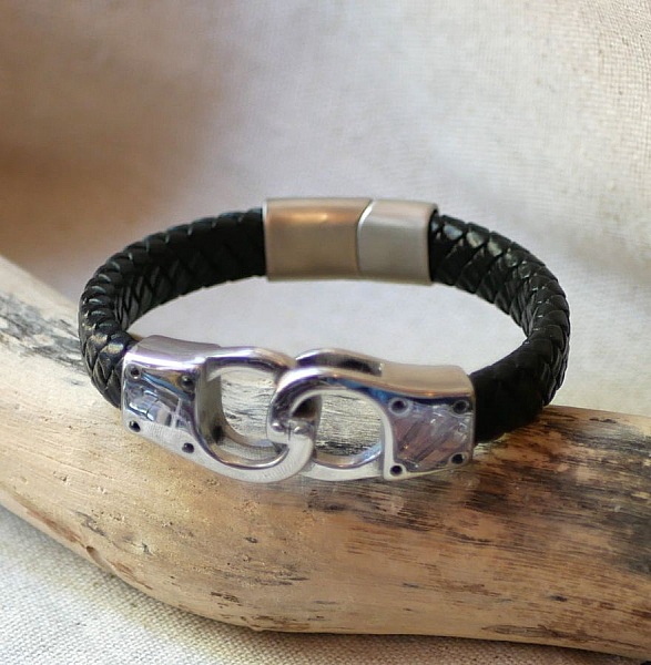 Pulseira de couro tran&ccedil;ado cor e tamanho de bracelete &agrave; sua escolha