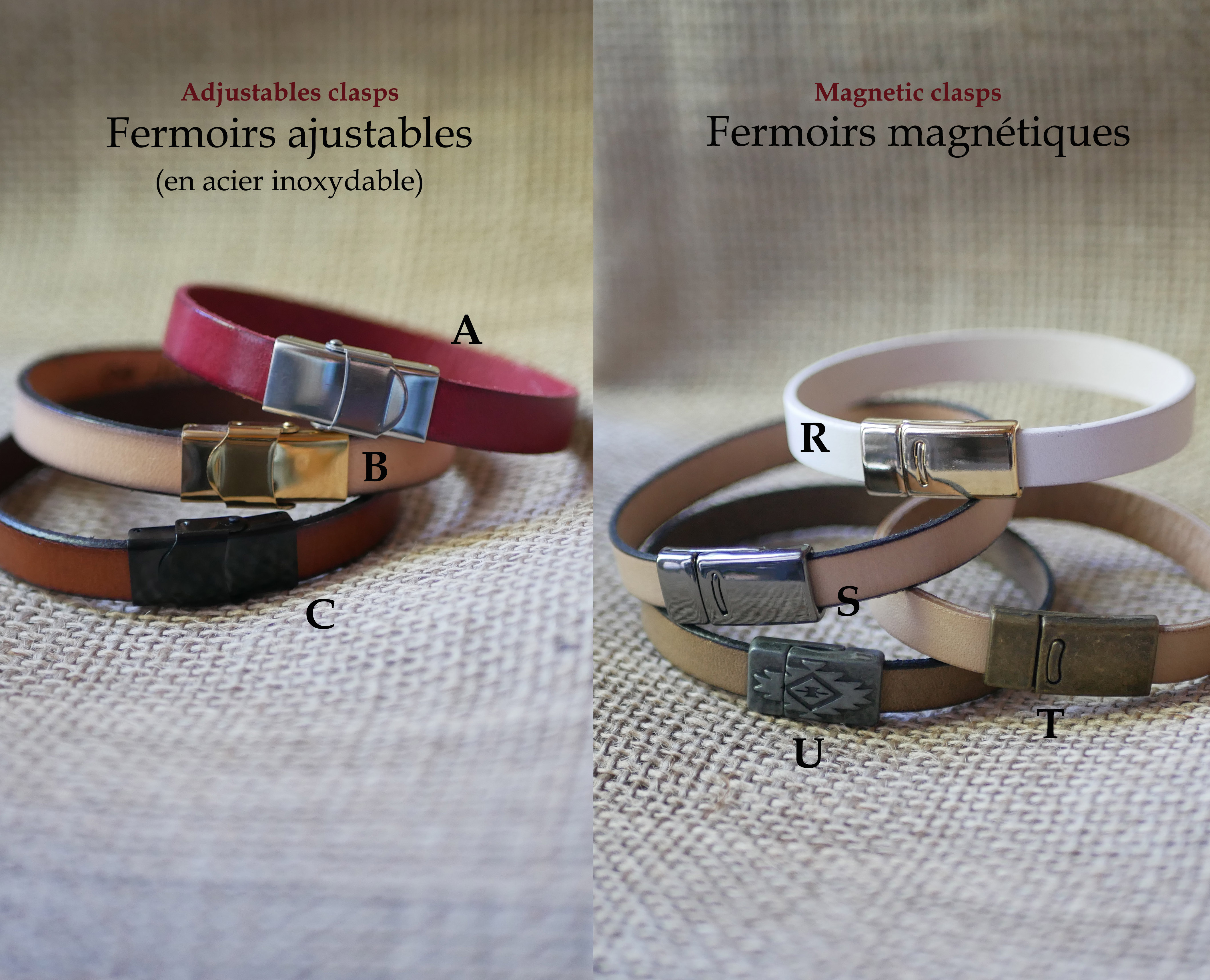Pulseira de couro gravada personalizável para homem escolha do fecho 