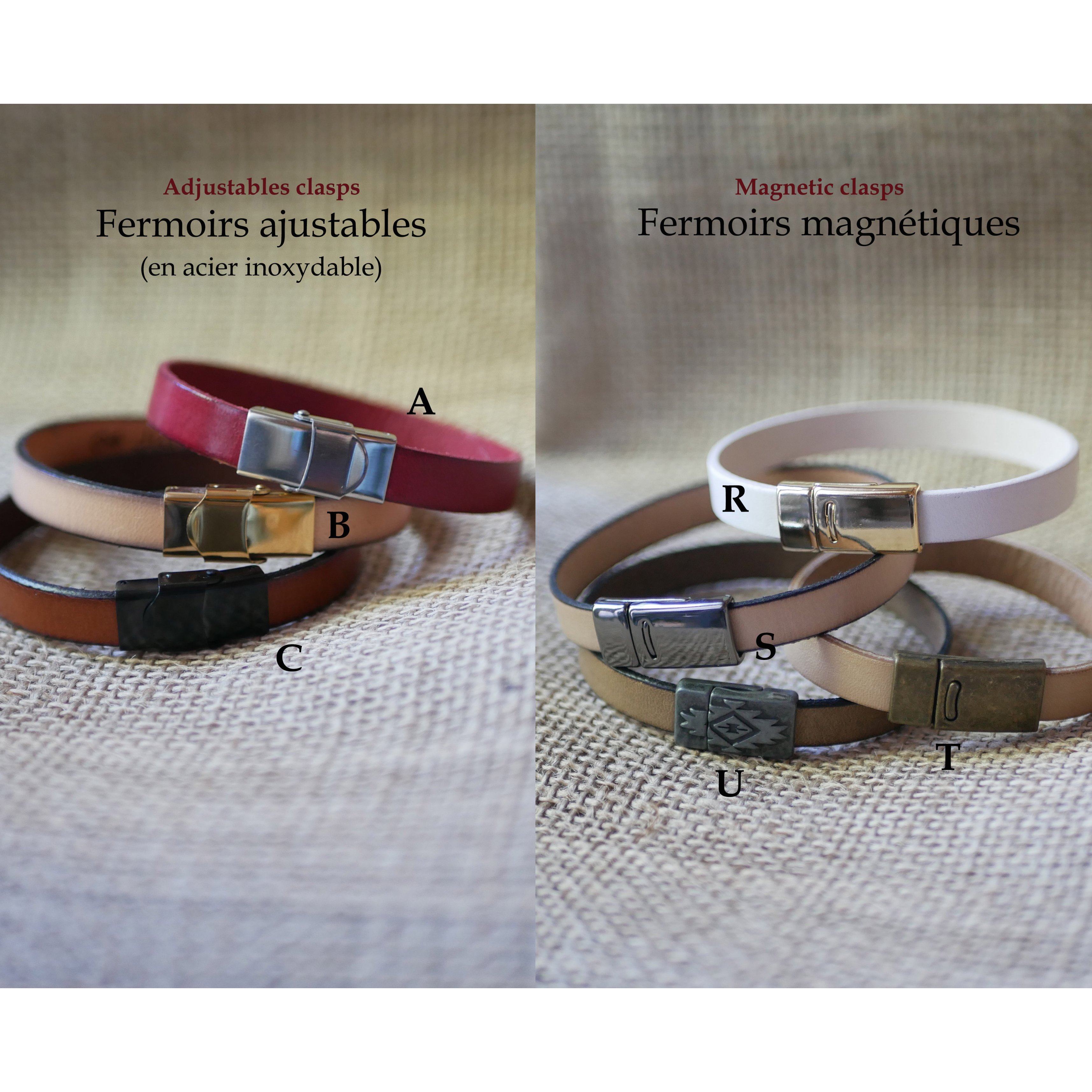 Pulseira de couro gravada personalizável para homem escolha do fecho 