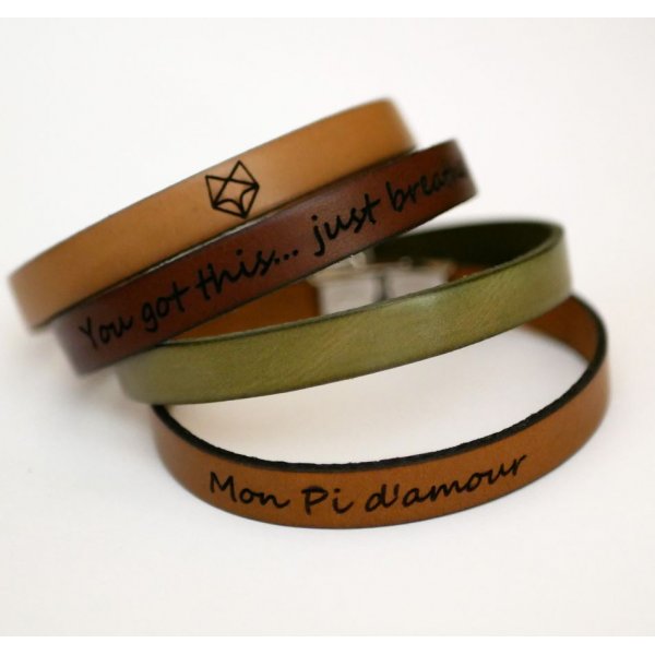 Pulseira de couro gravada personaliz&aacute;vel para homem escolha do fecho 