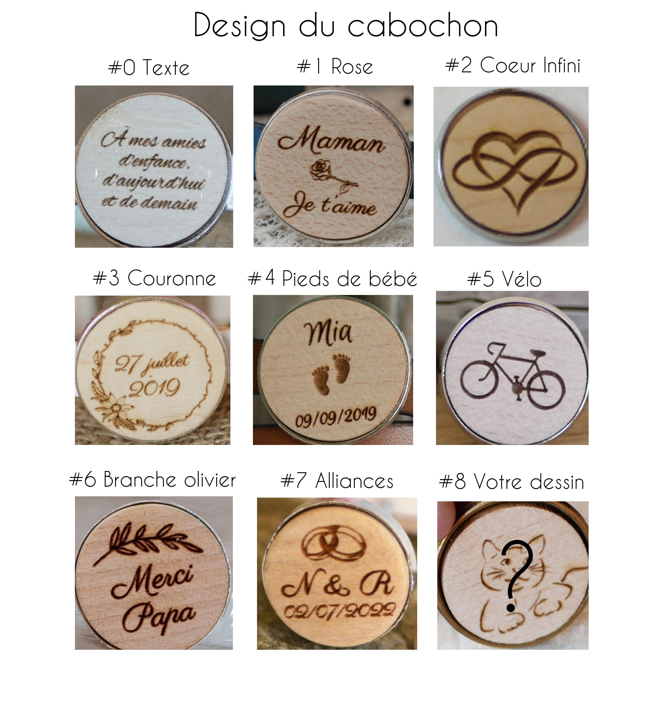 Colar de couro com pendente de cabochão de madeira gravado em latão antigo para personalizar