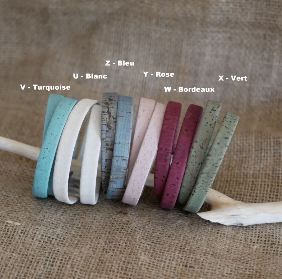Relógio de prata com bracelete de cortiça 2 voltas com fecho ajustável