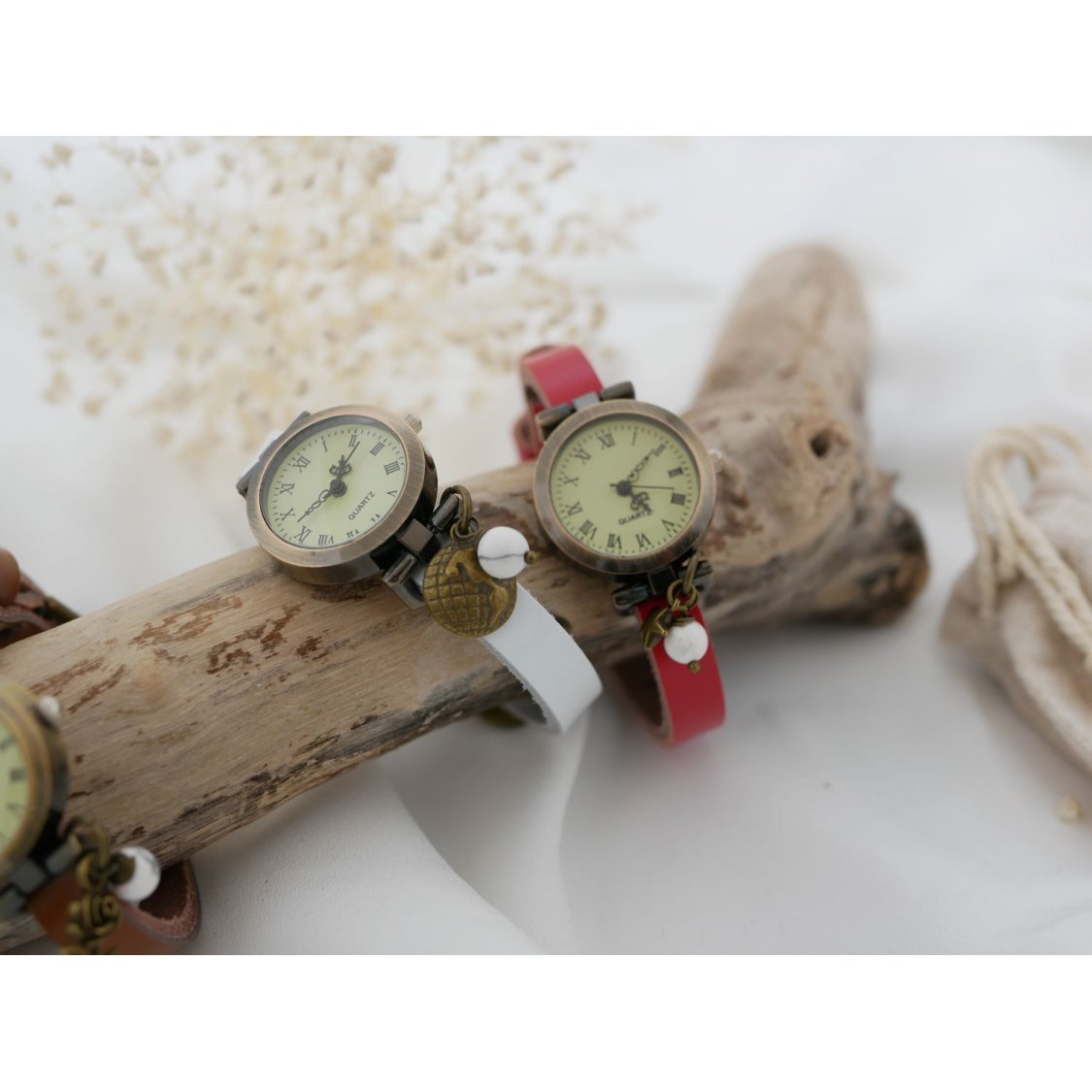 Relógio pulseira em pele, totalmente personalizável 