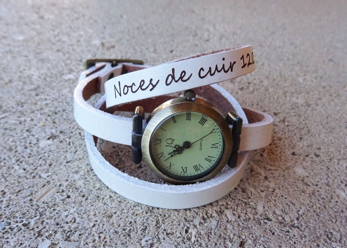 Relógio pulseira em pele 3 voltas personalizável