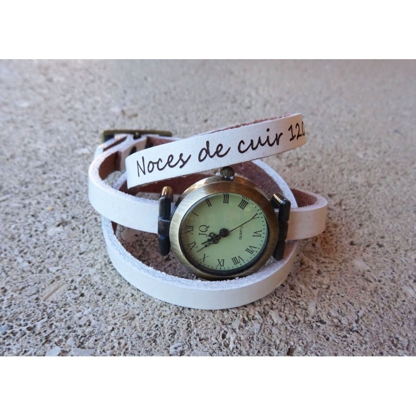Relógio pulseira em pele 3 voltas personalizável