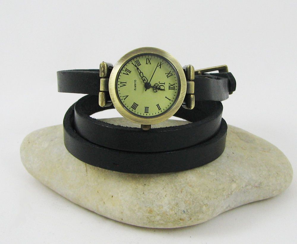 Relógio pulseira em pele 3 voltas personalizável