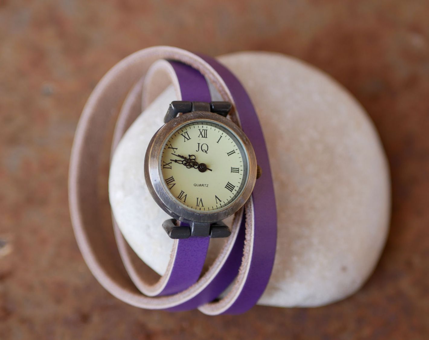 Relógio pulseira em pele 3 voltas personalizável