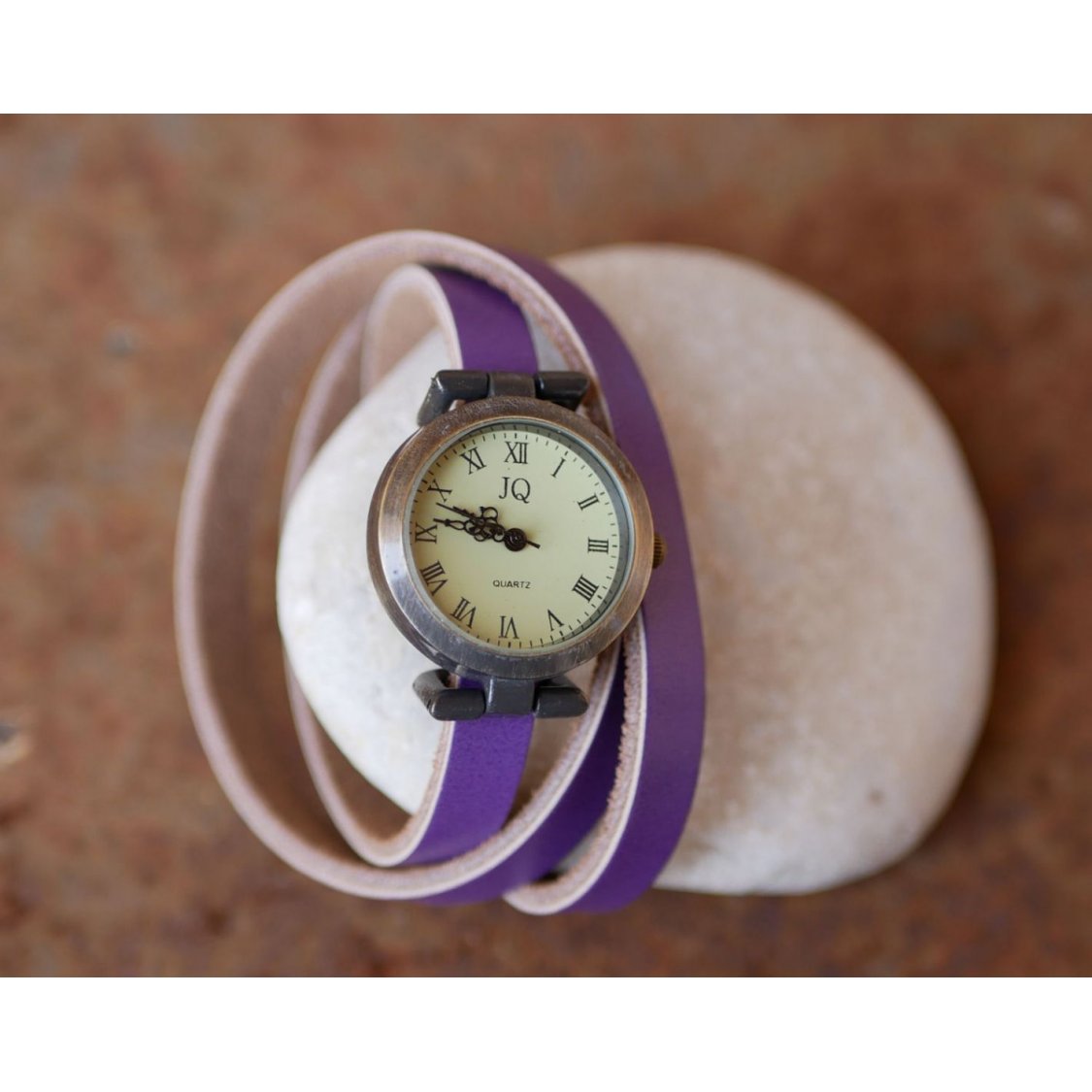 Relógio pulseira em pele 3 voltas personalizável