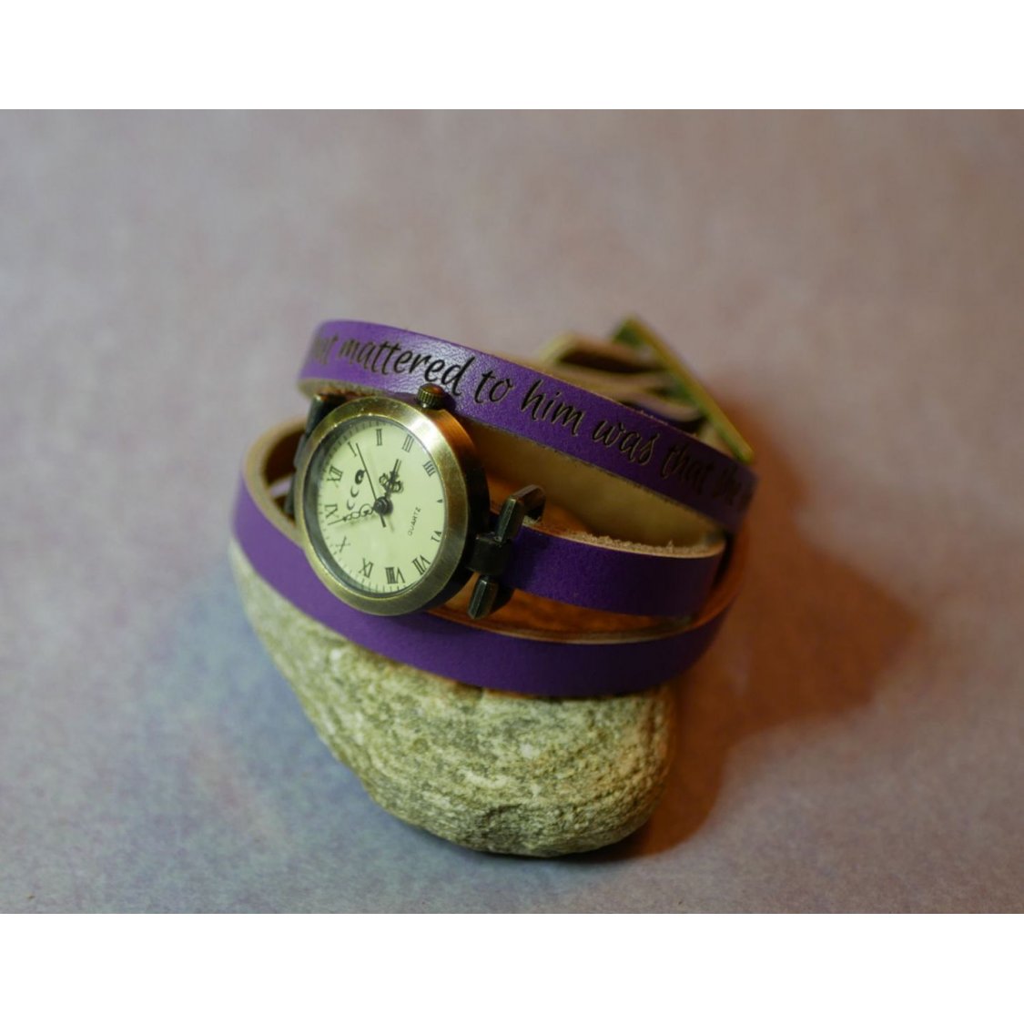 Relógio pulseira em pele 3 voltas personalizável