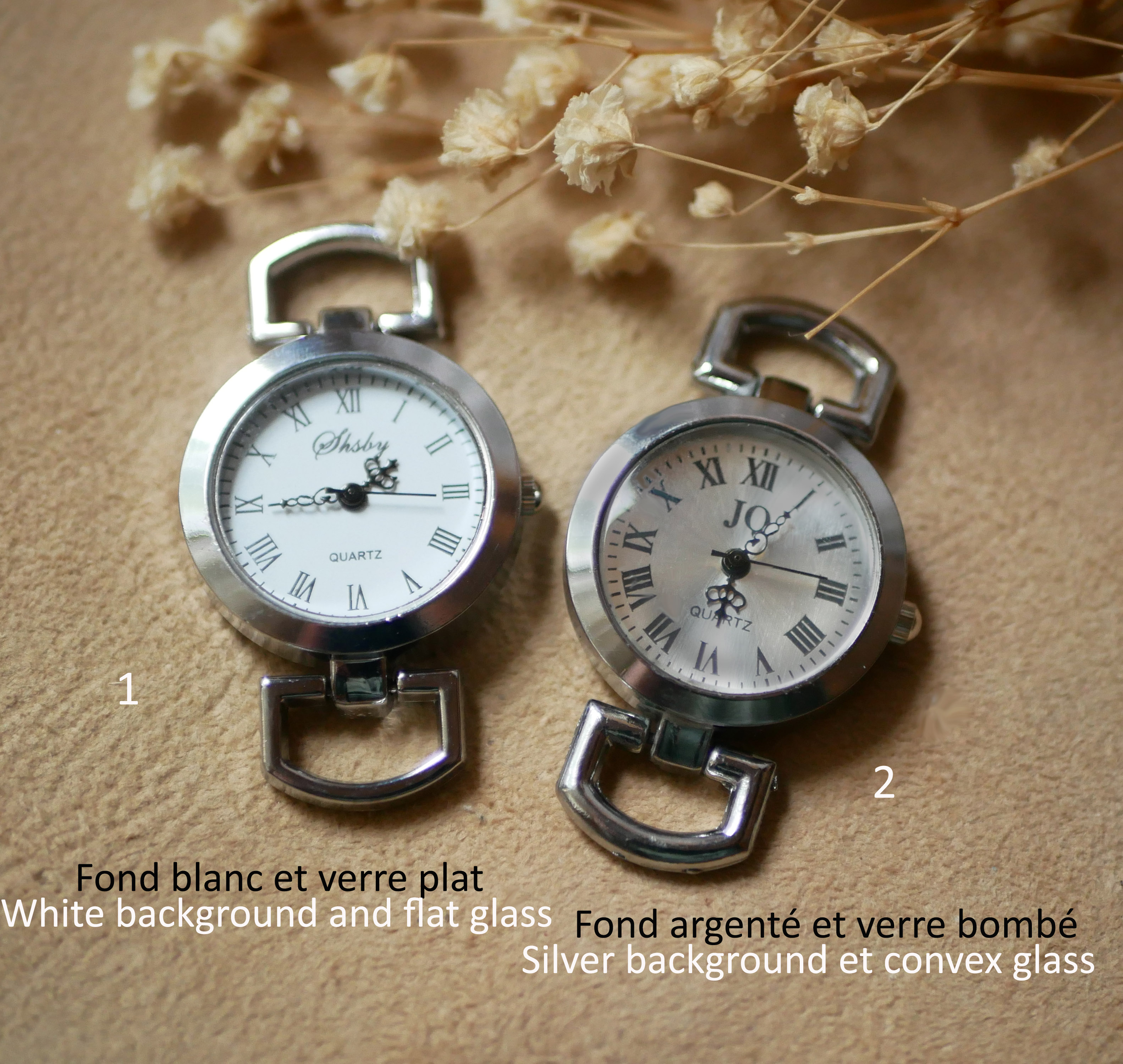 Relógio com pulseira dupla de couro, mostrador prateado, cor à sua escolha, para ser personalizado 