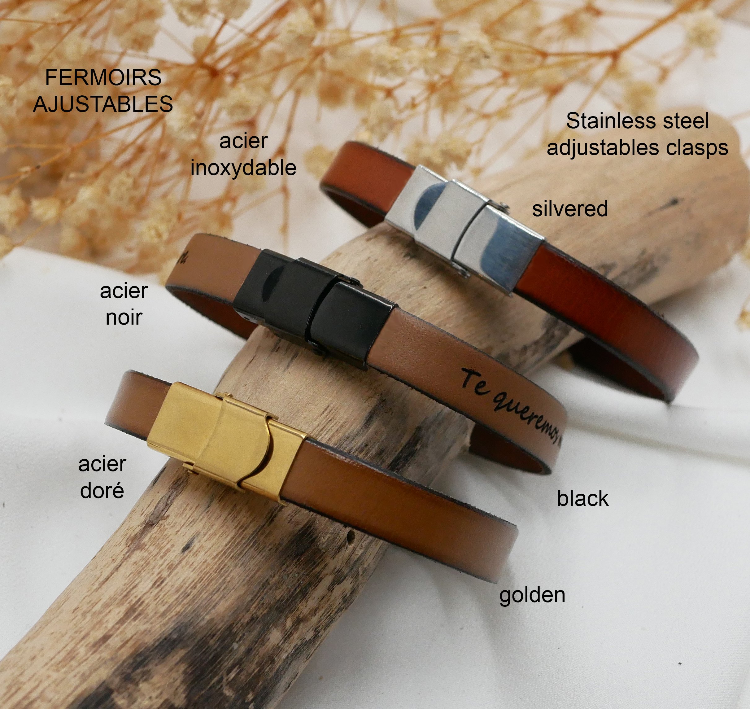 Relógio bracelete de couro bronze 2 voltas fecho ajustável