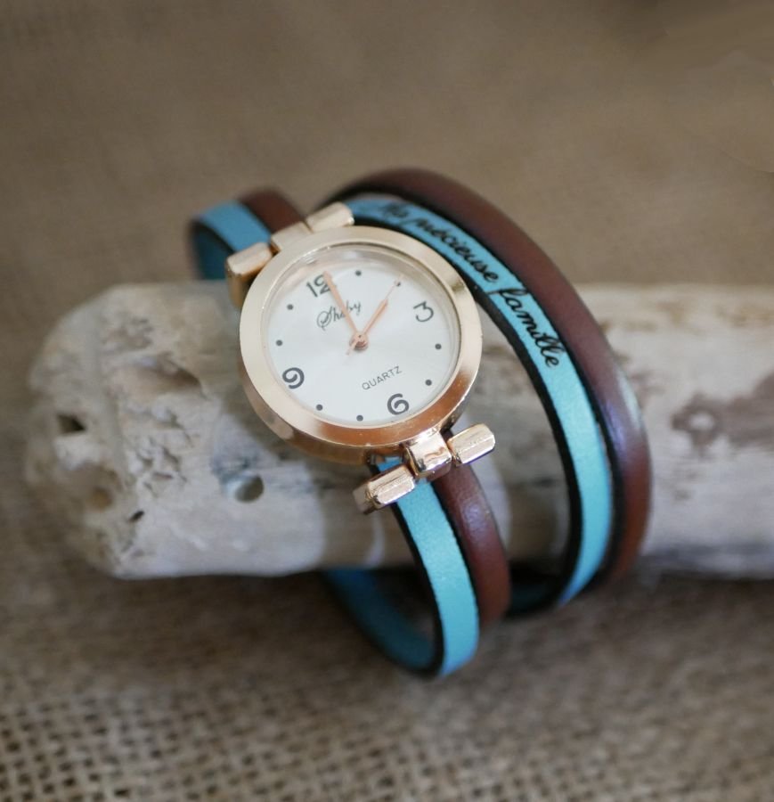Relógio com mostrador em ouro rosa com bracelete de dupla bracelete para personalizar
