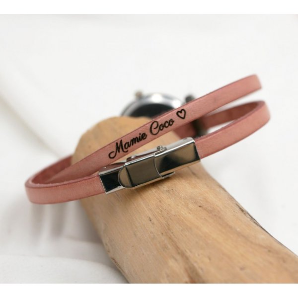 Rel&oacute;gio de joalharia em pele personaliz&aacute;vel e colorido para mulher