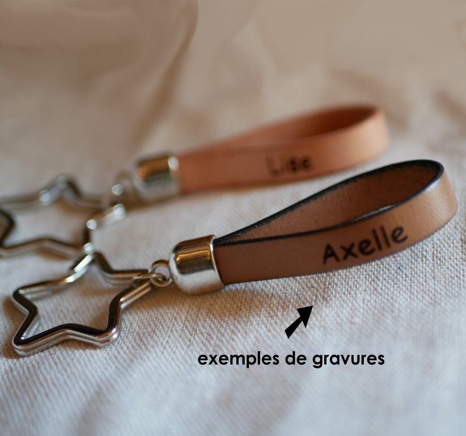 Porta-chaves em pele personalizável com nome e mensagem telefónica