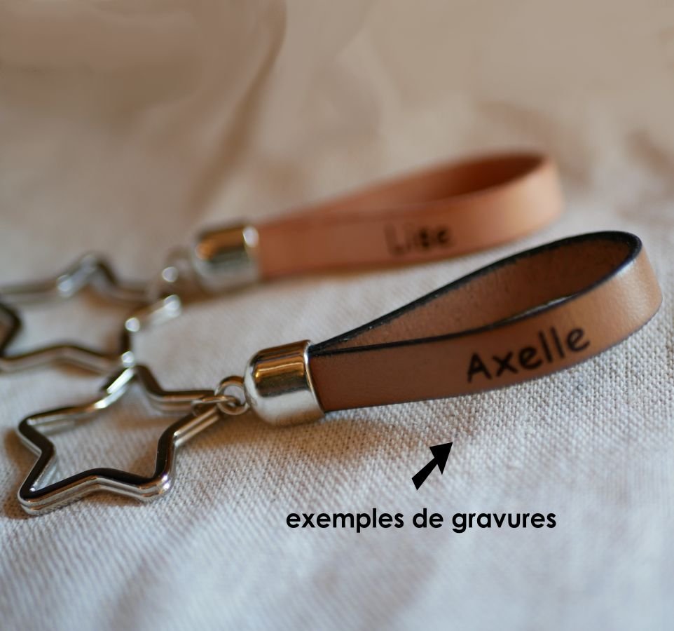 Porta-chaves em pele personalizável com nome e mensagem telefónica