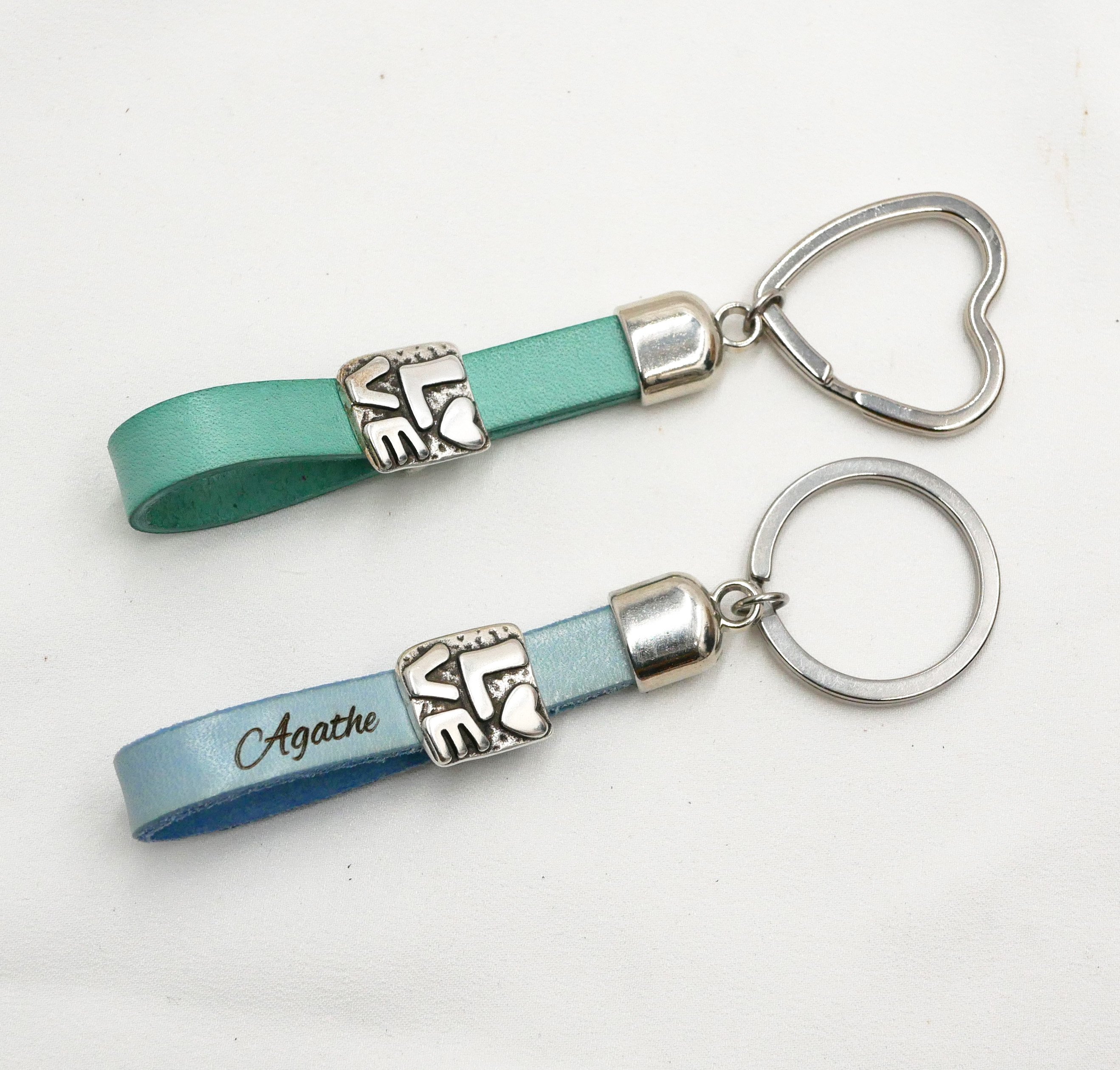 Porta-chaves em pele para o amor, personalizável com gravação para o Dia dos Namorados