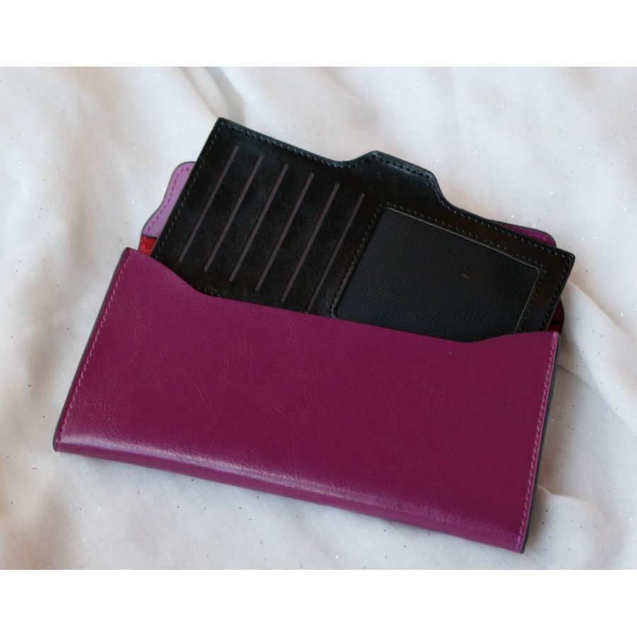 Carteira de couro roxo para personalizar