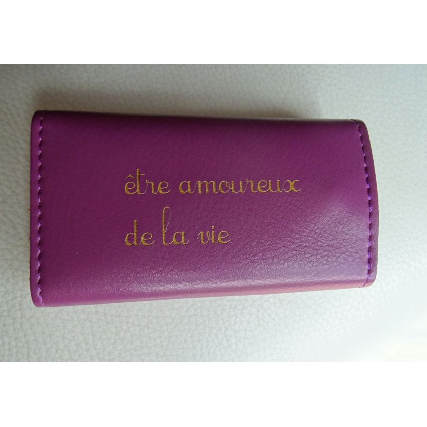 Carteira de couro roxo para personalizar