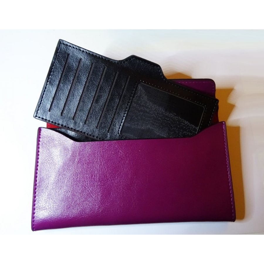 Carteira de couro roxo para personalizar