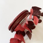 Bracelet manchette femme aux 3 cuirs rouges et fermoir à extension