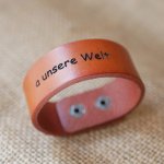 Pulseira de punho em pele Camel gravada à medida